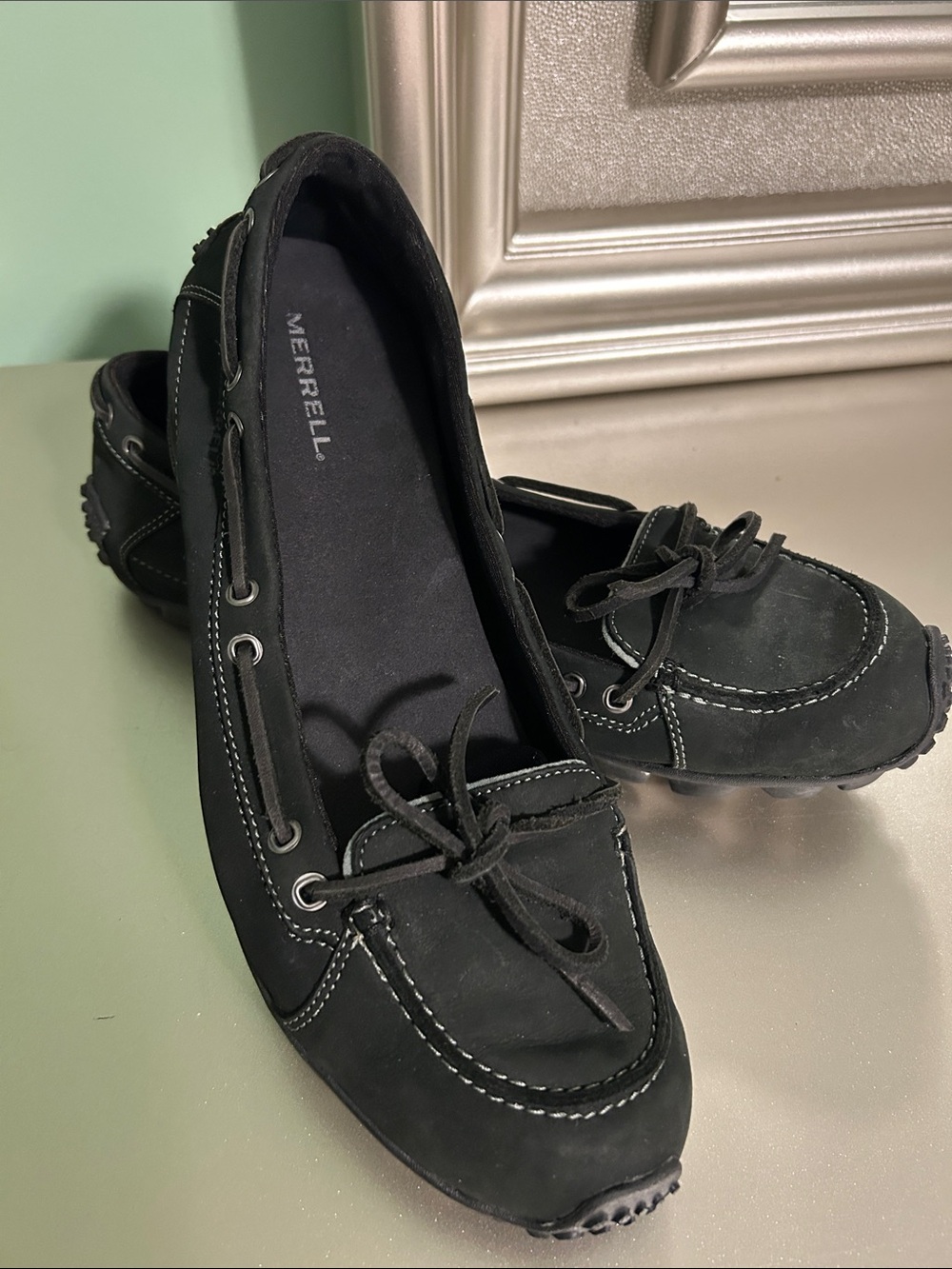 Merrell Women's Black Suede Moccasin Loafers